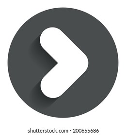 Arrow sign icon. Next button. Navigation symbol. Circle flat button with shadow. Modern UI website navigation. Vector