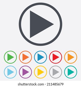 Arrow sign icon. Next button. Navigation symbol. Round circle buttons with frame. Vector
