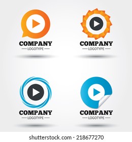 Arrow sign icon. Next button. Navigation symbol. Business abstract circle logos. Icon in speech bubble, wreath. Vector