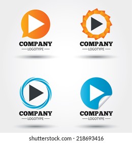 Arrow sign icon. Next button. Navigation symbol. Business abstract circle logos. Icon in speech bubble, wreath. Vector