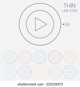 Arrow sign icon. Next button. Navigation symbol. Thin line circle web icons with outline. Vector
