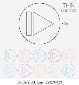 Arrow sign icon. Next button. Navigation symbol. Thin line circle web icons with outline. Vector