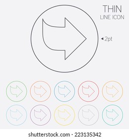 Arrow sign icon. Next button. Navigation symbol. Thin line circle web icons with outline. Vector
