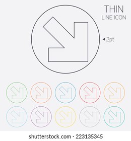 Arrow sign icon. Next button. Navigation symbol. Thin line circle web icons with outline. Vector