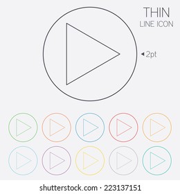 Arrow sign icon. Next button. Navigation symbol. Thin line circle web icons with outline. Vector