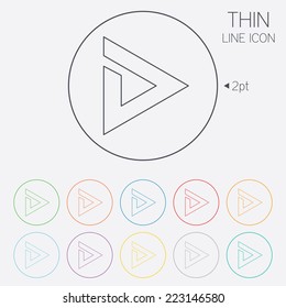 Arrow sign icon. Next button. Navigation symbol. Thin line circle web icons with outline. Vector