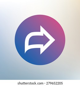 Arrow sign icon. Next button. Navigation symbol. Icon on blurred background. Vector