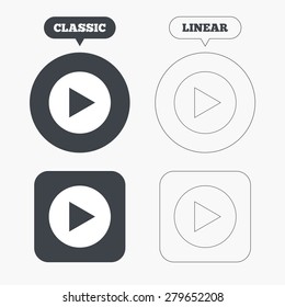 Arrow sign icon. Next button. Navigation symbol. Classic and line web buttons. Circles and squares. Vector