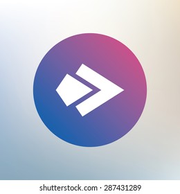 Arrow sign icon. Next button. Navigation symbol. Icon on blurred background. Vector