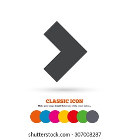 Arrow sign icon. Next button. Navigation symbol. Classic flat icon. Colored circles. Vector