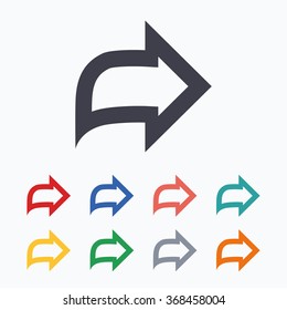 Arrow sign icon. Next button. Navigation symbol. Colored flat icons on white background.