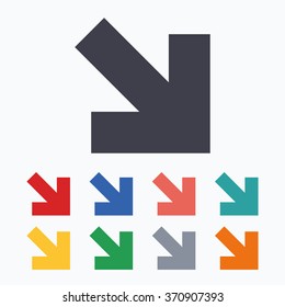 Arrow sign icon. Next button. Navigation symbol. Colored flat icons on white background.