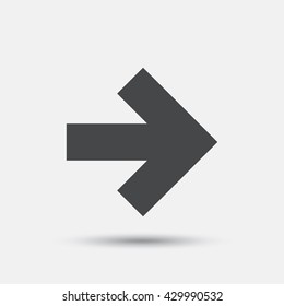 Arrow sign icon. Next button. Navigation symbol. Flat arrow web icon on white background. Vector
