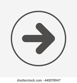 Arrow sign icon. Next button. Navigation symbol. Round button with flat arrow icon. Vector
