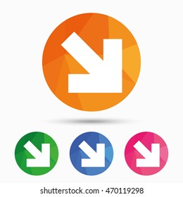 Arrow sign icon. Next button. Navigation symbol. Triangular low poly button with flat icon. Vector