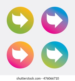 Arrow sign icon. Next button. Navigation symbol. Gradient flat buttons with icon. Modern design. Vector