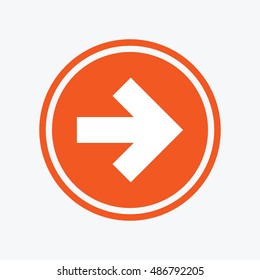 Arrow sign icon. Next button. Navigation symbol. Graphic design element. Flat arrow symbol on the round button. Vector