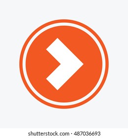 Arrow sign icon. Next button. Navigation symbol. Graphic design element. Flat arrow symbol on the round button. Vector
