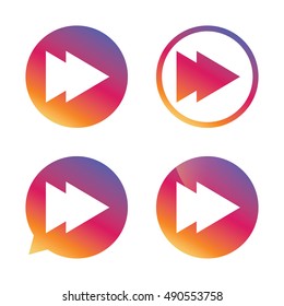 Arrow sign icon. Next button. Navigation symbol. Gradient buttons with flat icon. Speech bubble sign. Vector