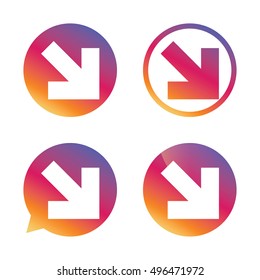 Arrow sign icon. Next button. Navigation symbol. Gradient buttons with flat icon. Speech bubble sign. Vector