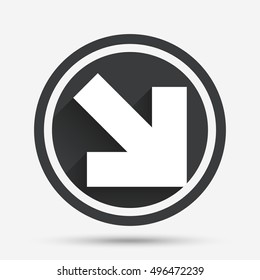 Arrow sign icon. Next button. Navigation symbol. Circle flat button with shadow and border. Vector