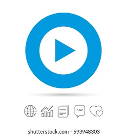 Arrow sign icon. Next button. Navigation symbol. Copy files, chat speech bubble and chart web icons. Vector