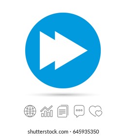 Arrow sign icon. Next button. Navigation symbol. Copy files, chat speech bubble and chart web icons. Vector