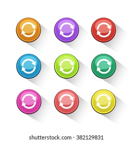 Arrow sign icon. Refresh button. Reload symbol - vector colorful set