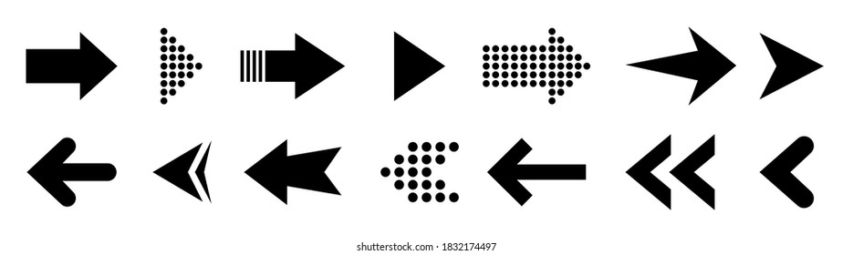 Arrow sign icon set. Collection black arrows icons isolated on the white background. Vector illustration EPS 10.