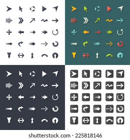 Arrow sign icon set. Set elements for design. Vector illustration.