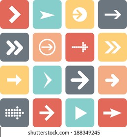 Arrow sign icon set, flat design, vector illustration of web design elements