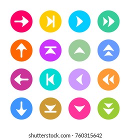 Arrow sign icon set in flat style