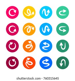 Arrow sign icon set in flat style