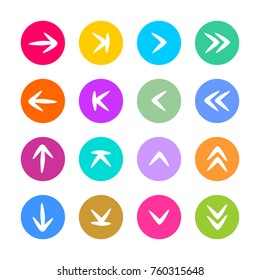Arrow sign icon set in flat style
