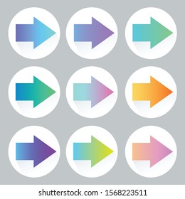 Arrow sign icon set. Gradient sign icon set, vector illustration