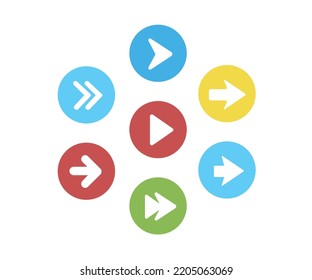 Conjunto de iconos de signo de flecha.  botón de Internet sobre fondo blanco. Estilo contemporáneo