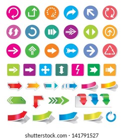 Arrow sign icon set and labels.