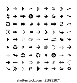 Arrow sign icon set. Modern simple pictogram minimal, flat, solid, mono, monochrome, plain, contemporary style. Vector illustration web internet design elements in 10 eps 