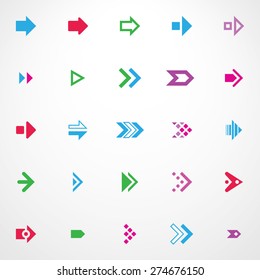 Arrow sign icon set. Arrow icon set on gray background. Contemporary modern style. Vector illustration. Can be used for web design.