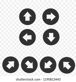 Arrow sign icon set. Simple circle shape internet button with arrow. Contemporary modern style