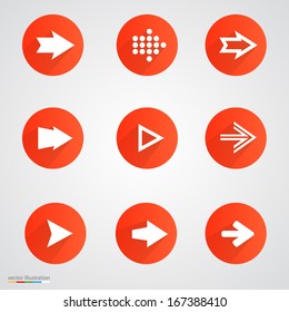 Arrow sign icon set. Simple circle shape internet button. Set ?1
