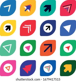 Arrow sign icon set. Simple shape internet button on white background. Contemporary modern style. Vector illustration web design element.