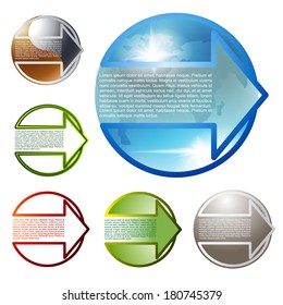 Arrow sign icon set. Simple circle shape internet buttons on white background. Contemporary modern style