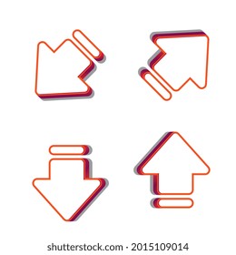 Arrow sign icon set. Simple circle shape internet button. Contemporary modern style.