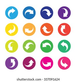Arrow sign icon set. Simple circle shape internet button modern style.