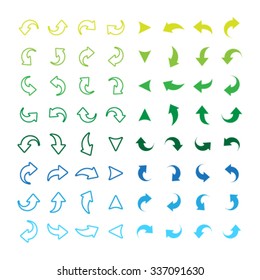 Arrow sign icon set. Simple circle shape internet button modern style.