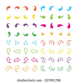 Arrow sign icon set. Simple circle shape internet button modern style.