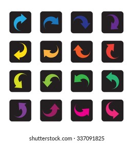 Arrow sign icon set. Simple circle shape internet button modern style.