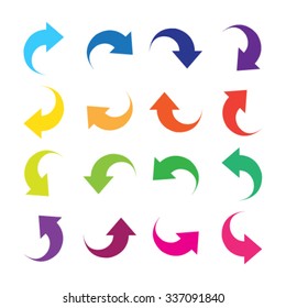 Arrow sign icon set. Simple circle shape internet button modern style.