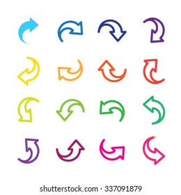 Arrow sign icon set. Simple circle shape internet button modern style.